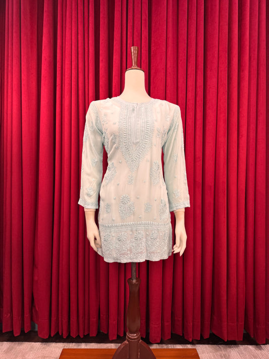 Chiffon Resham Chikankari Booti Short Kurta