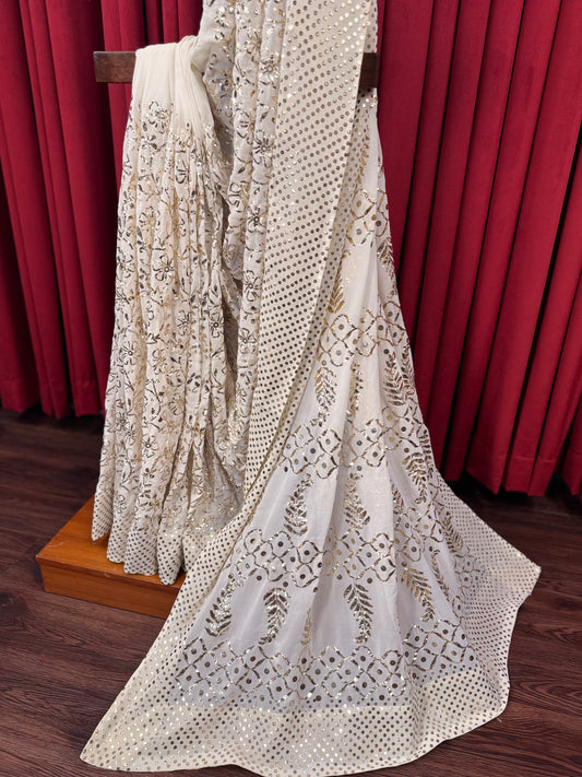 Chiffon Heavy Mukesh Jaal Saree