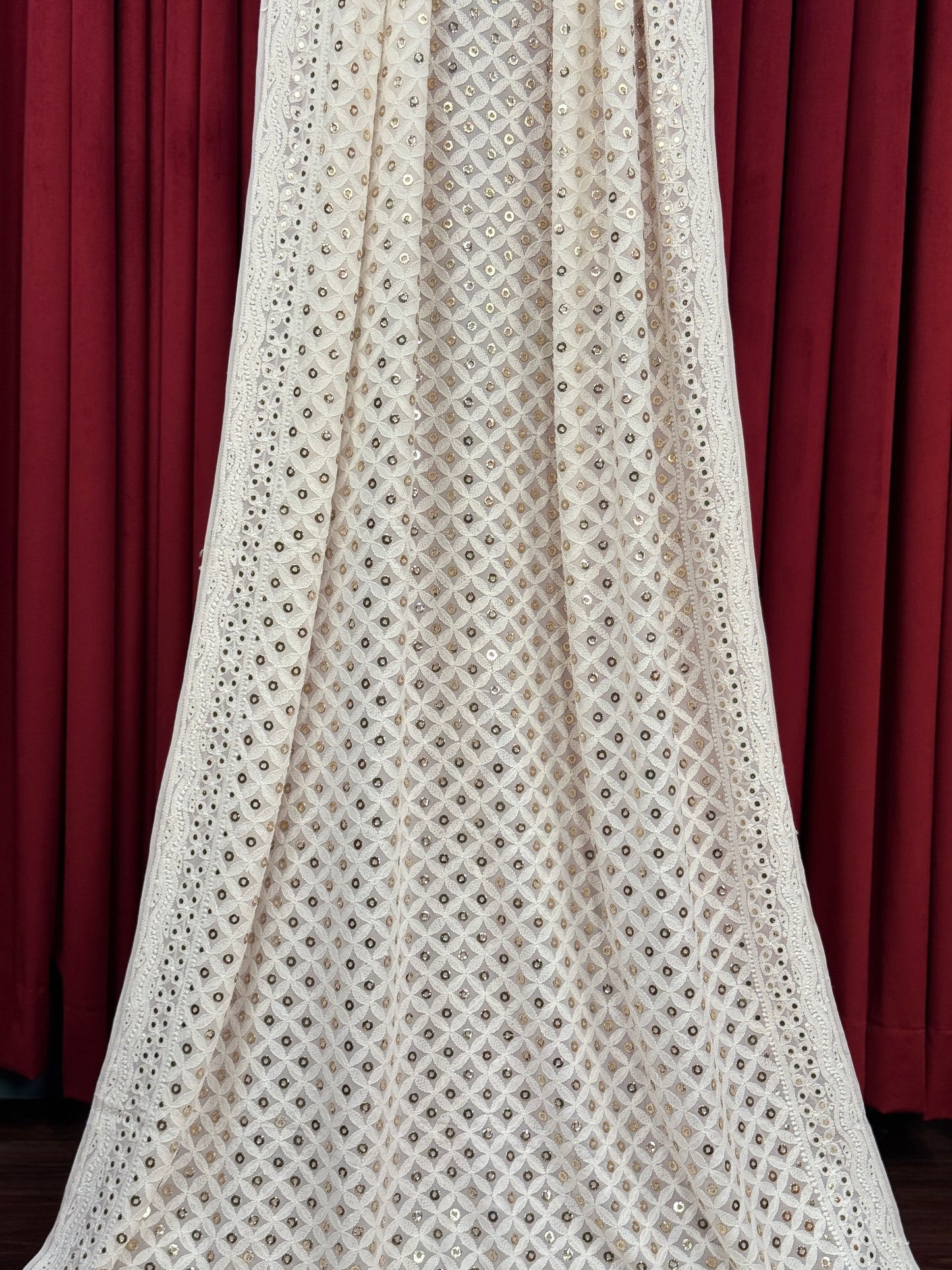 Chiffon Chikankari Heavy Mukesh Dupatta