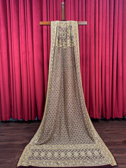 Rupavati Bandhej Dupatta with Heavy Embellishments - Maroon