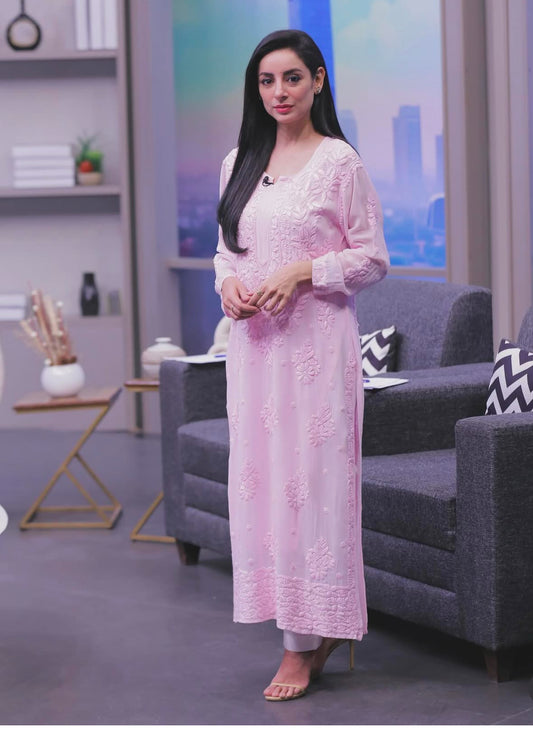 Chiffon Ghaspatti Chikankari Kurta