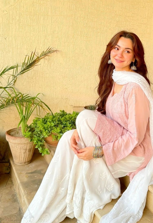 Chiffon Resham Chikankari Short Kurta