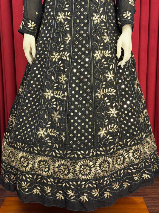 Chiffon Chikankari Gotta & Mirror Anarkali with Dupatta