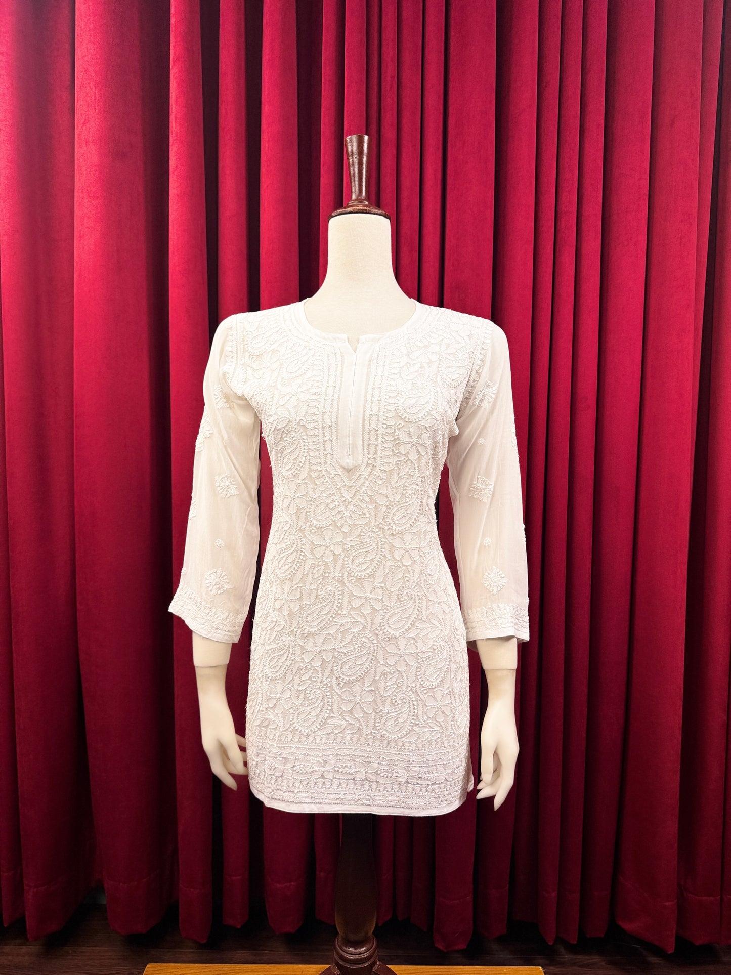 Chiffon Resham Chikankari Short Kurta