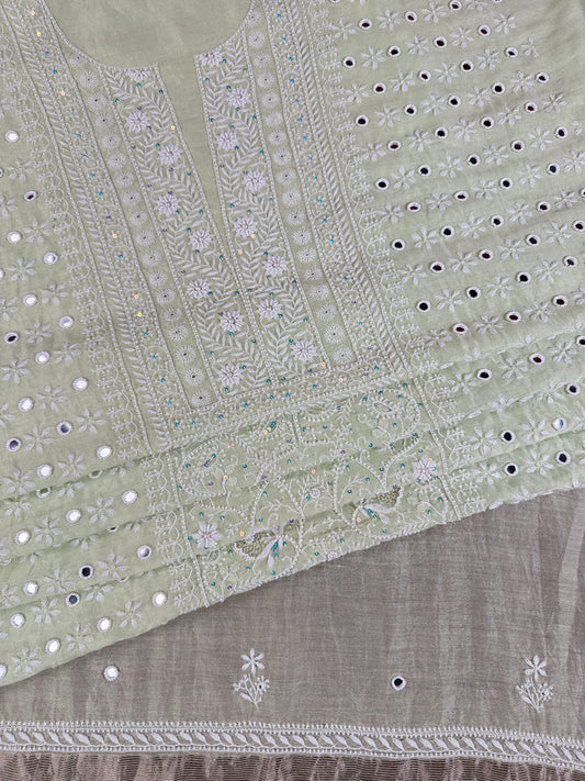 Mulberry Silk Shirt & Dupatta with Embellishments