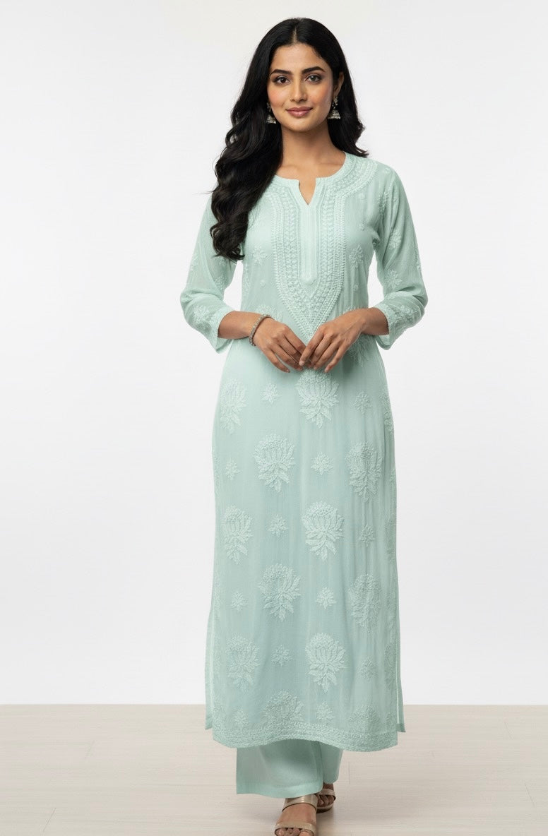 Chiffon Kashmiri Bakhiya Kurta