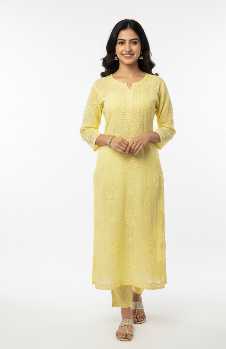 Chiffon Kashmiri Bakhiya Kurta