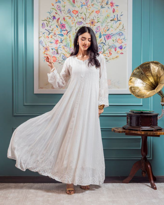 Chiffon Resham Chikankari Anarkali (Formal)