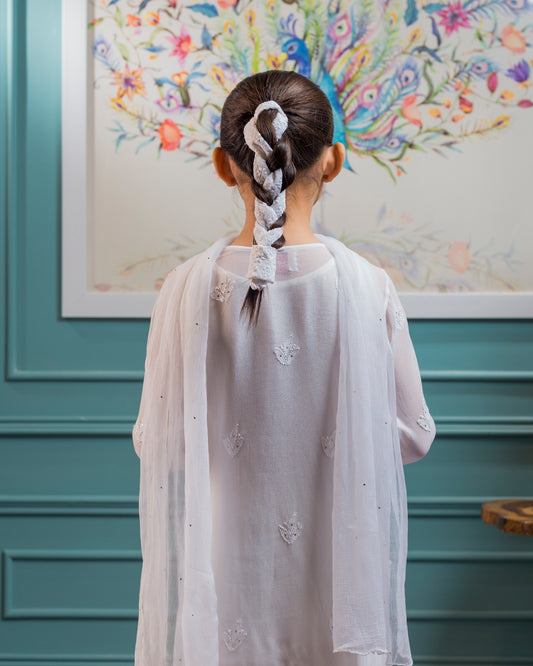 Girls Formal Resham Chikankari with Mukesh Three Piece