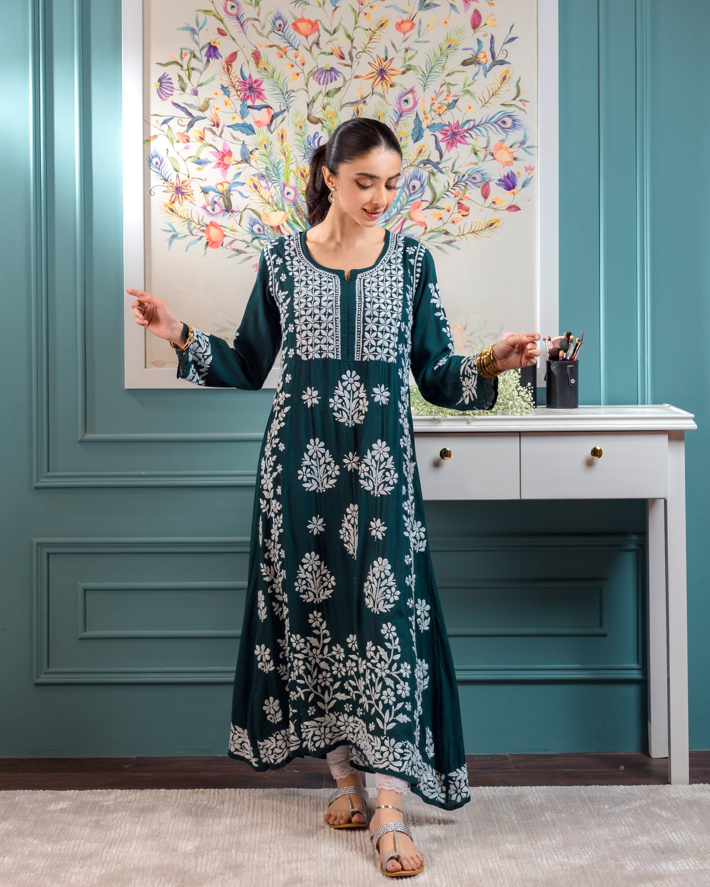 Soft Lawn Chikankari A-line Kurta