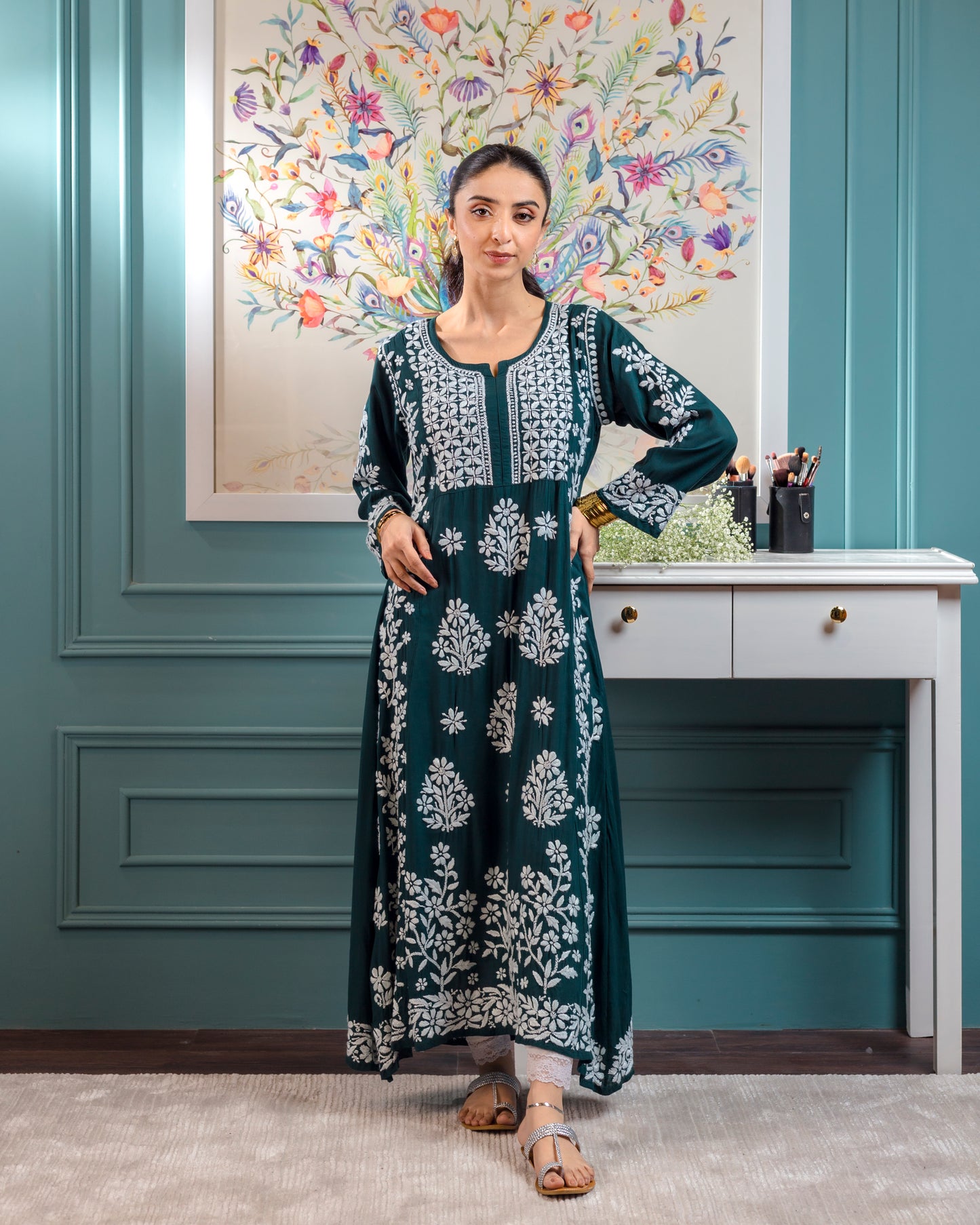 Soft Lawn Chikankari A-line Kurta