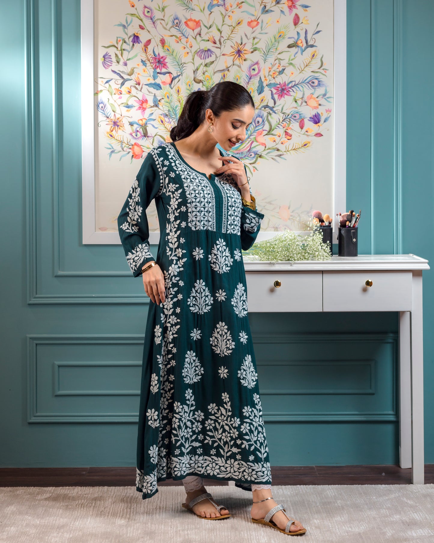 Soft Lawn Chikankari A-line Kurta