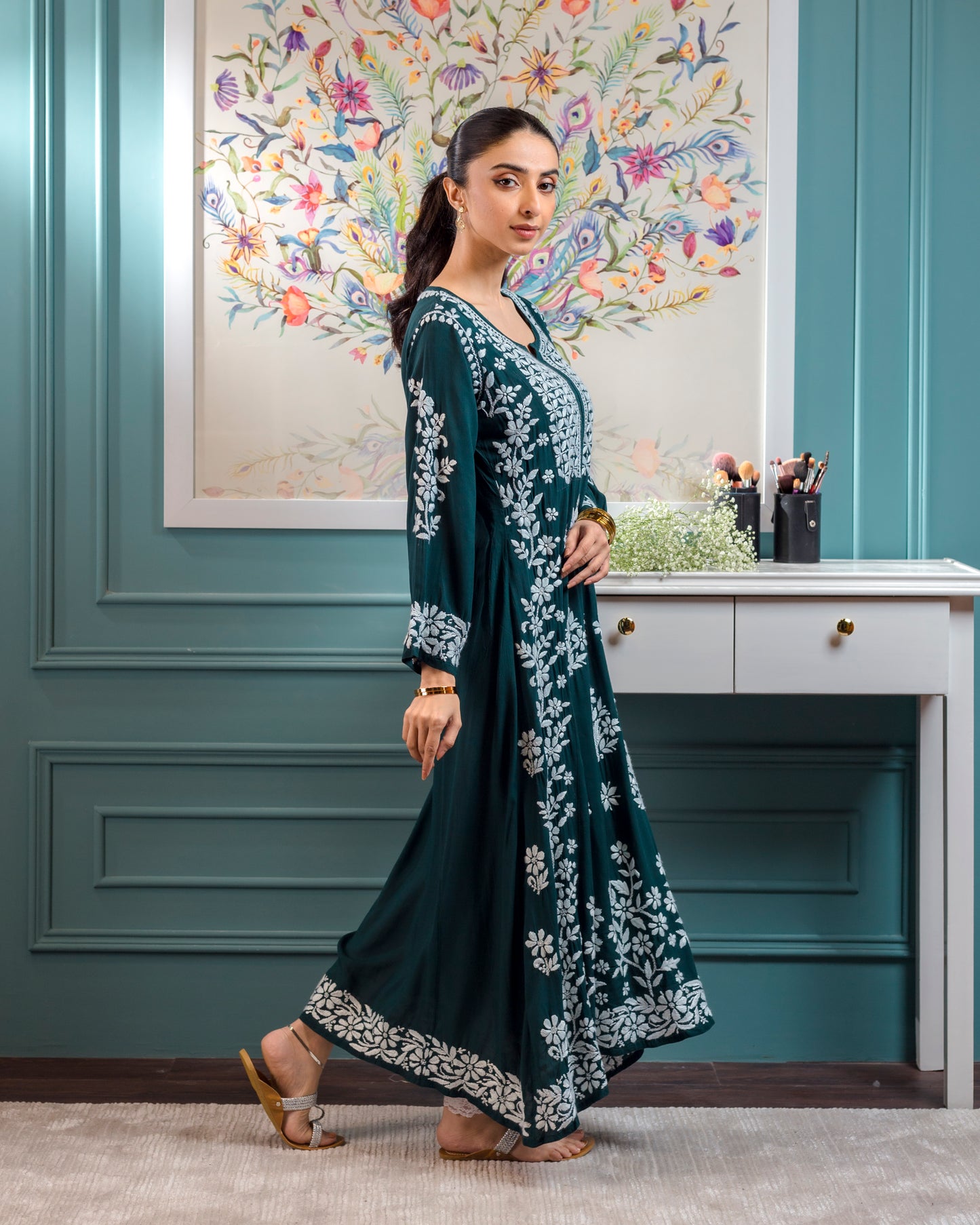 Soft Lawn Chikankari A-line Kurta
