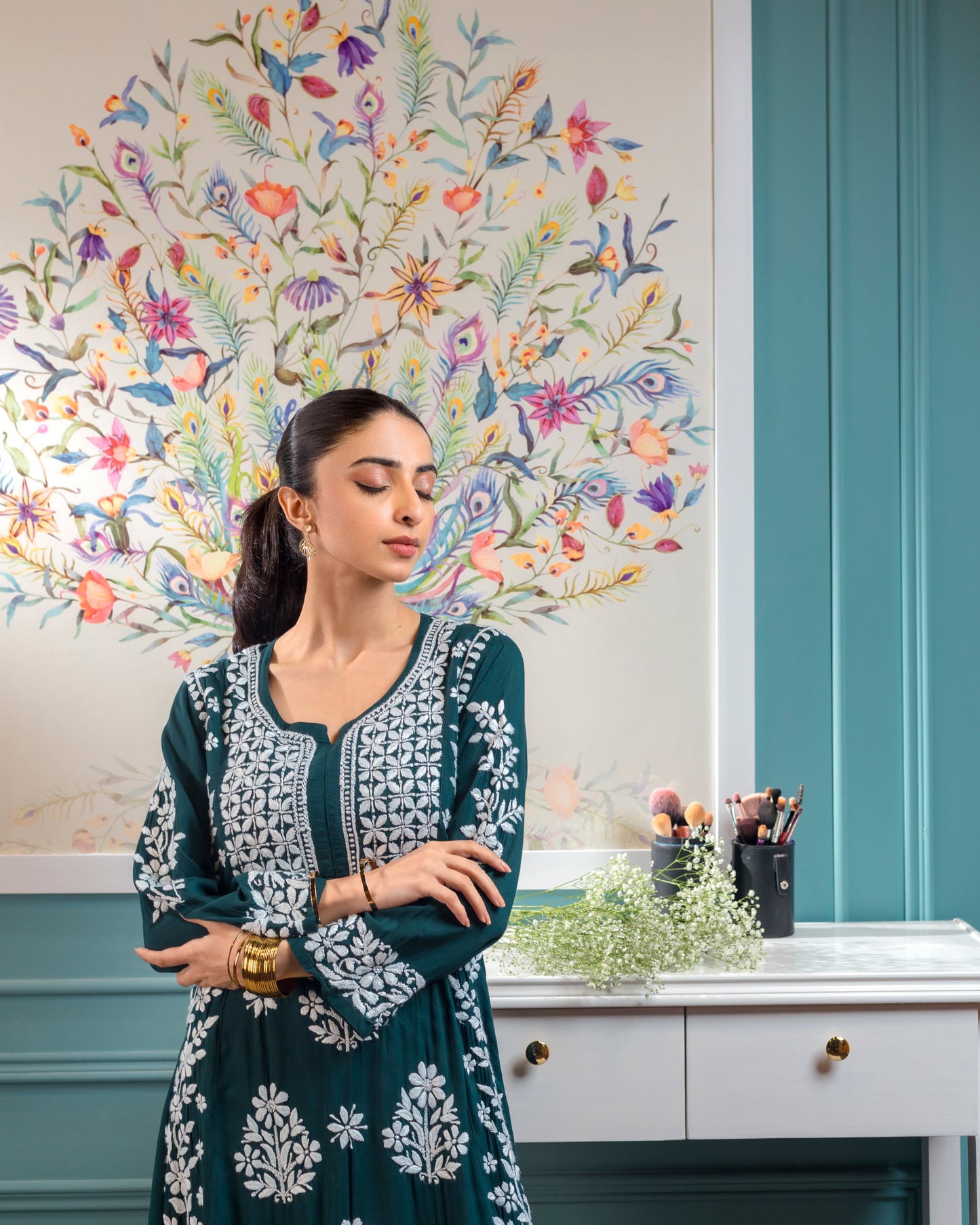 Soft Lawn Chikankari A-line Kurta