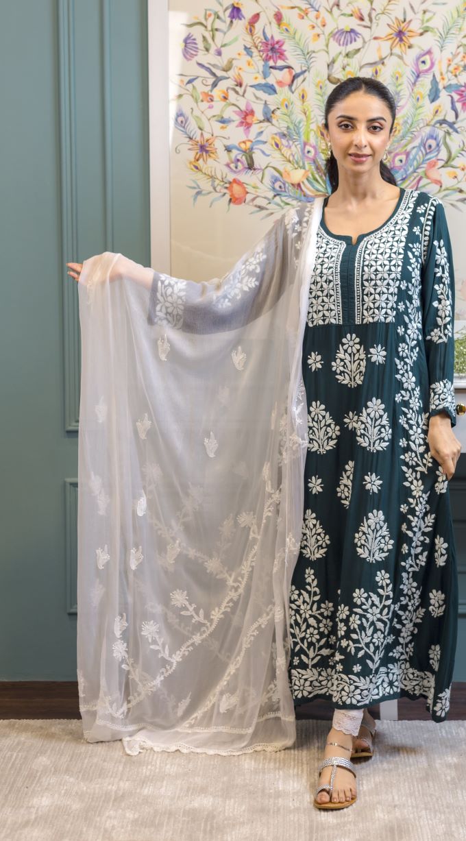 Chiffon Chikankari Dupatta