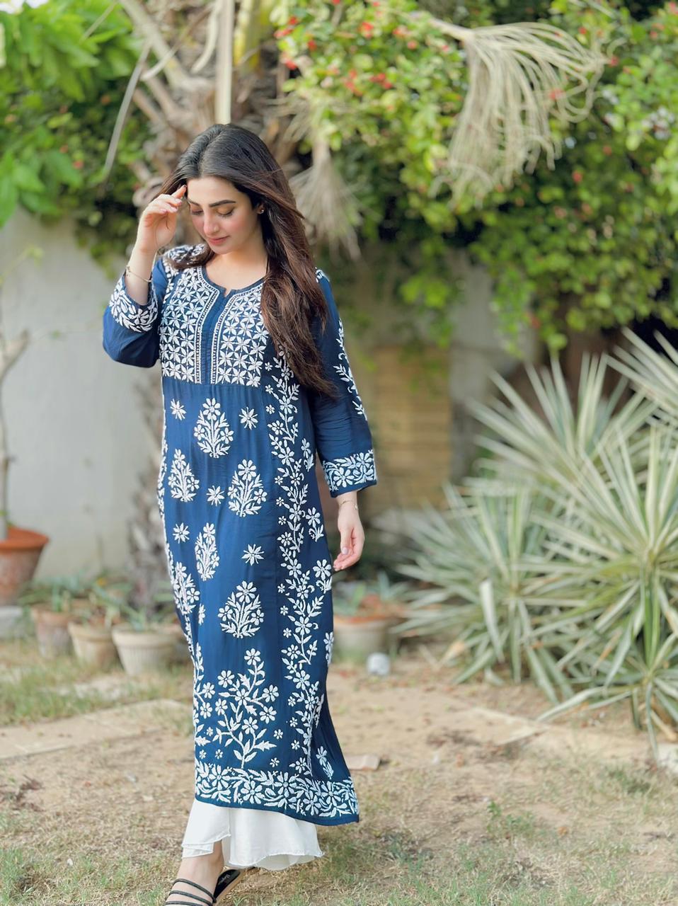 Soft Lawn Chikankari A-line Kurta