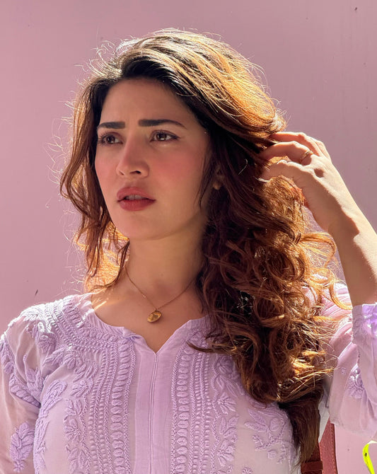 Chiffon Rose Ghaspatti Chikankari Kurta