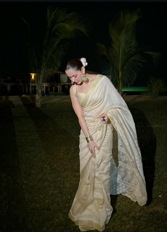 Diva's Khaadi Silk Chikankari Palla Border Saree