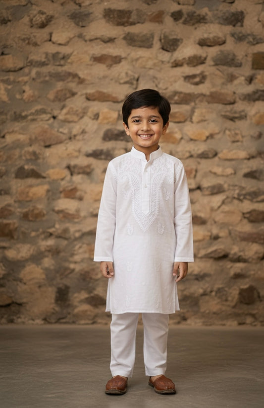 Boys Chikankari Kurta Pyjama