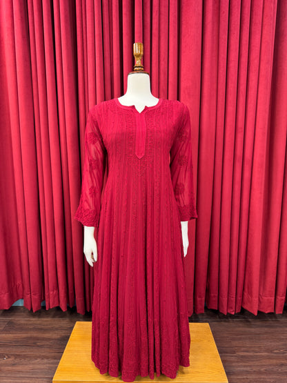 Chiffon Resham Chikankari Anarkali (Formal)