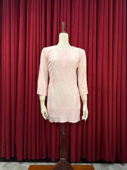 Chiffon Resham Chikankari Booti Short Kurta