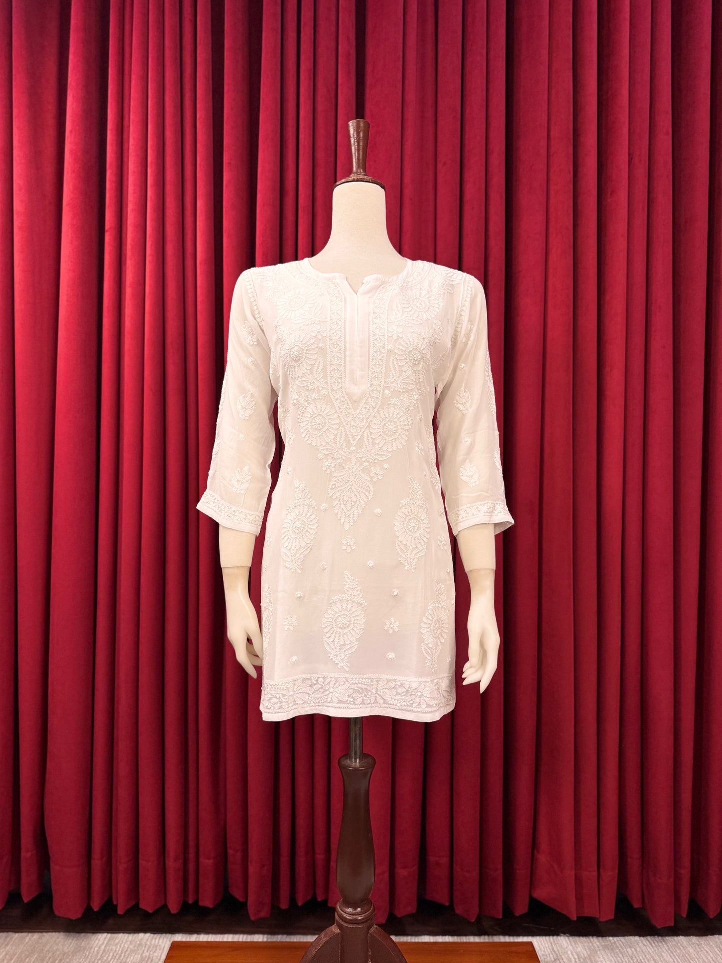 Chiffon Resham Chikankari Booti Short Kurta