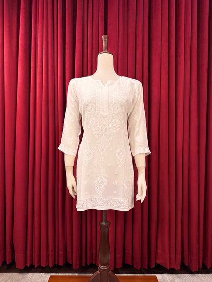 Chiffon Resham Chikankari Booti Short Kurta