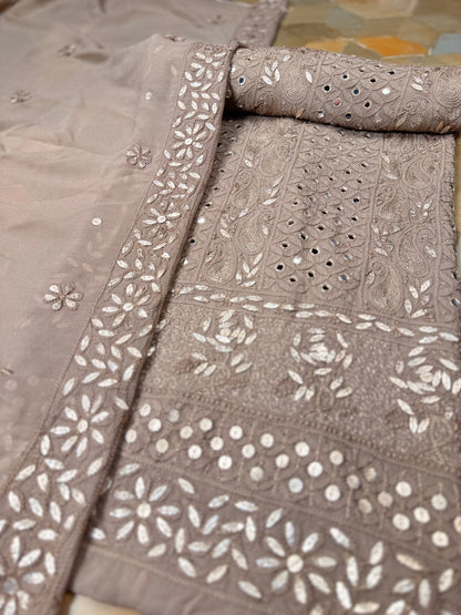 Chiffon Chikankari with Gotta Patti Shirt & Dupatta