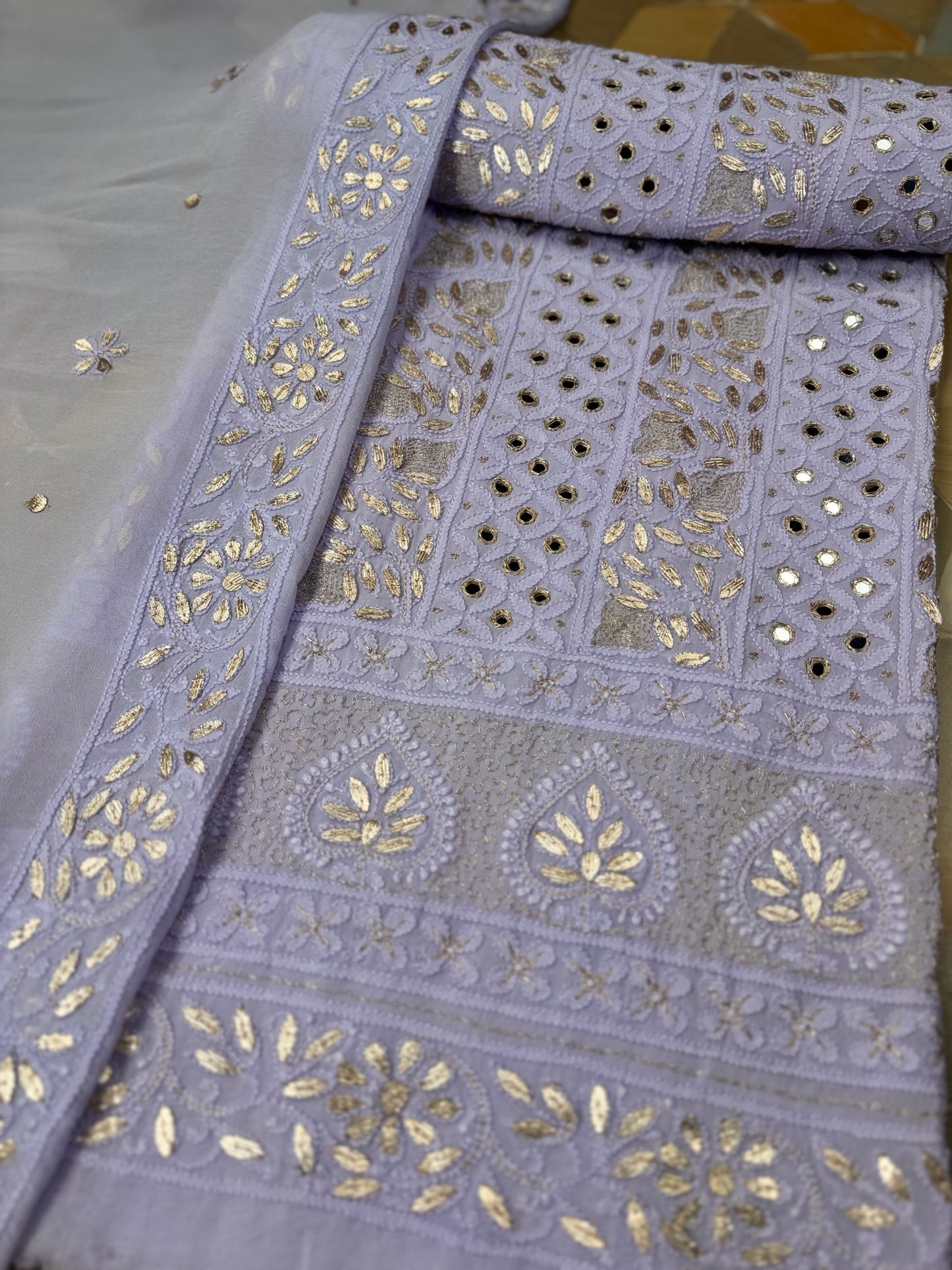 Chiffon Chikankari with Gotta Patti Shirt & Dupatta