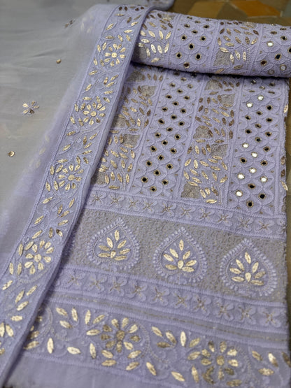 Chiffon Chikankari with Gotta Patti Shirt & Dupatta
