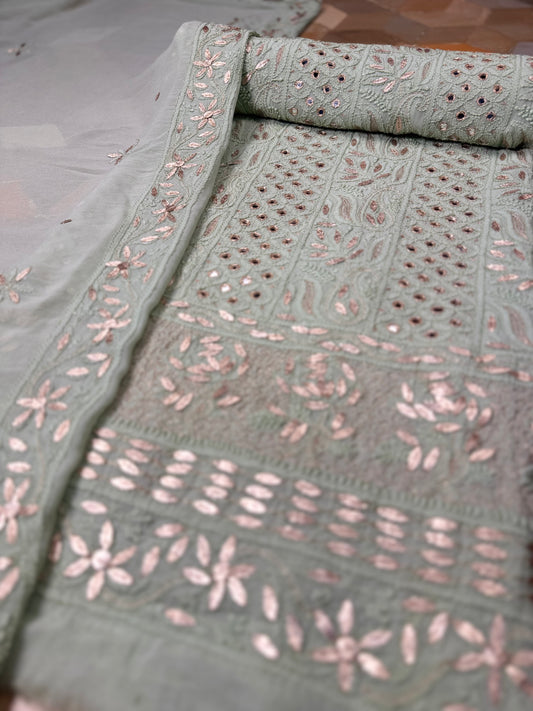 Chiffon Chikankari with Gotta Patti Shirt & Dupatta