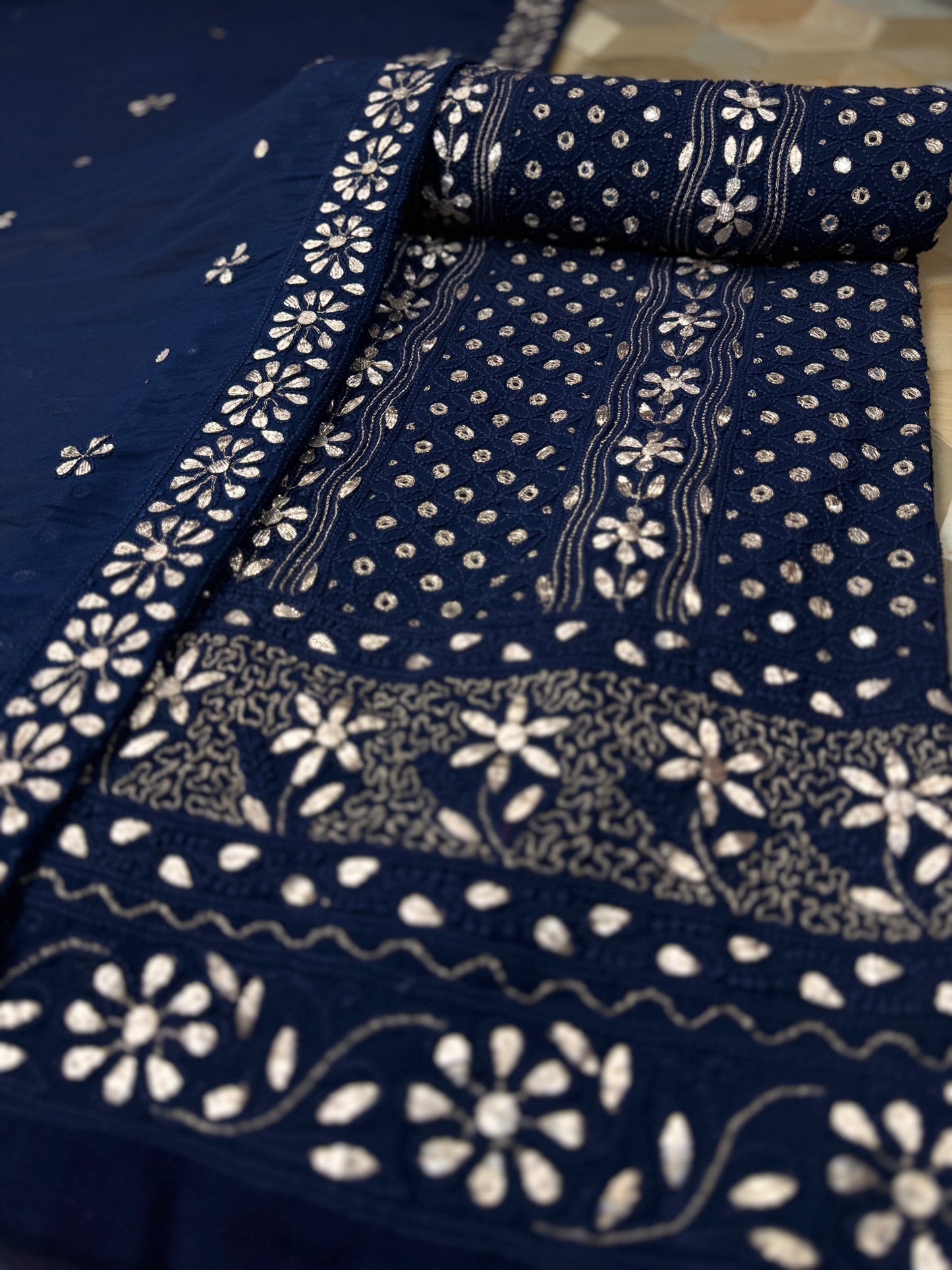 Chiffon Chikankari with Gotta Patti Shirt & Dupatta