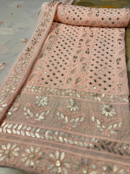 Chiffon Chikankari with Gotta Patti Shirt & Dupatta