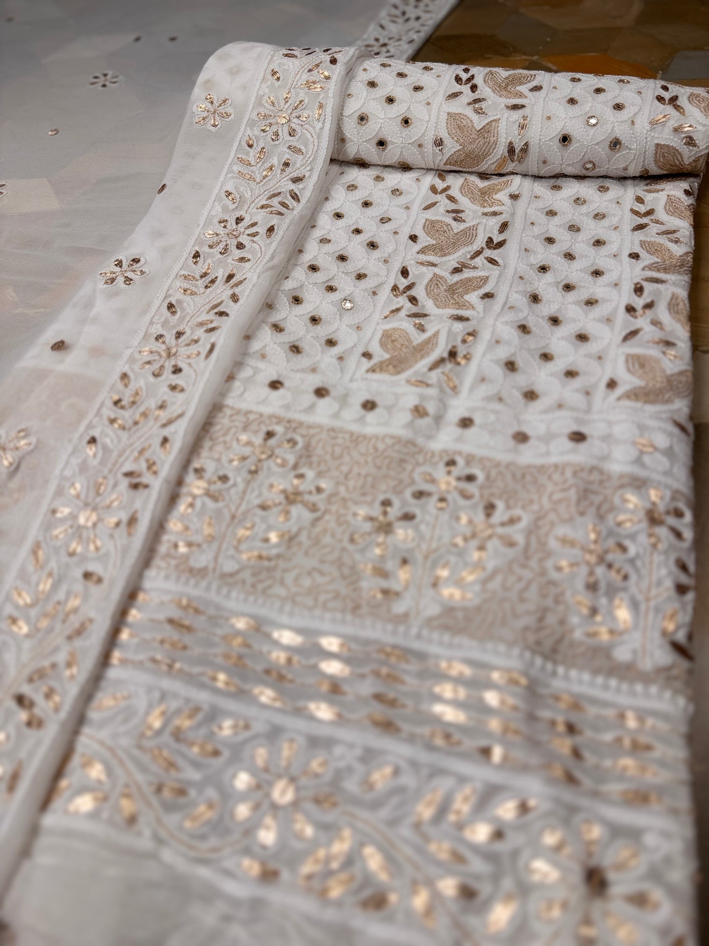 Chiffon Chikankari with Gotta Patti Shirt & Dupatta