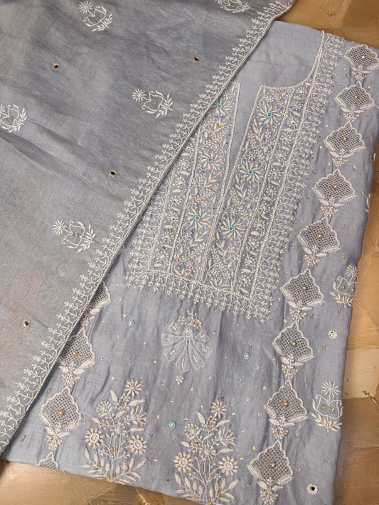 Mulberry Silk Shirt & Dupatta with Embellishments