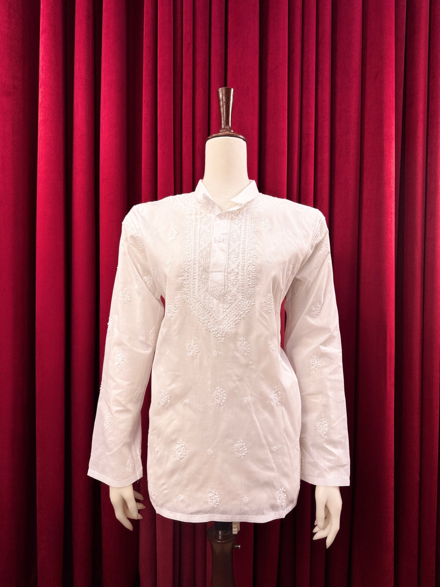 Cotton Short Kurta - Neckline & Booti