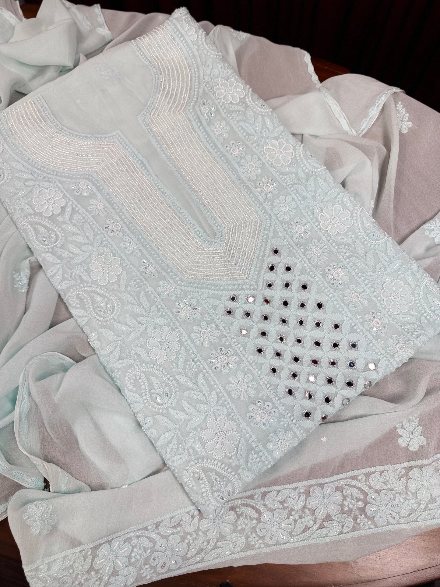 Chiffon shirt & dupatta with heavy embellishments