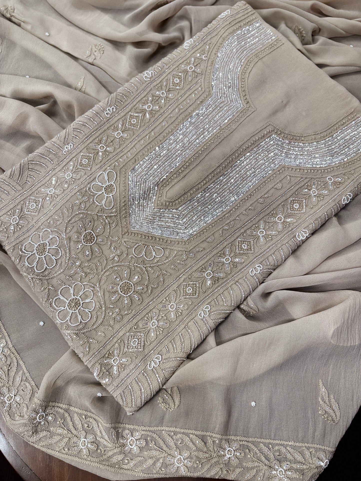 Chiffon shirt & dupatta with heavy embellishments