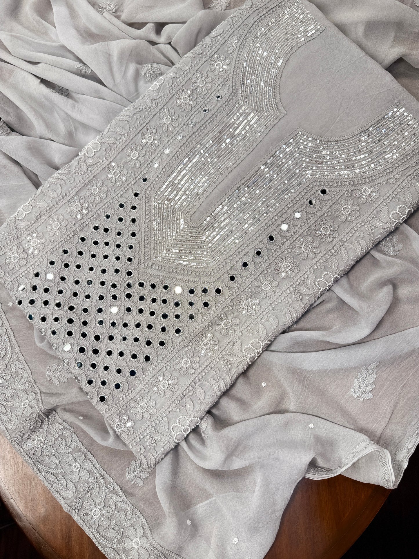 Chiffon shirt & dupatta with heavy embellishments