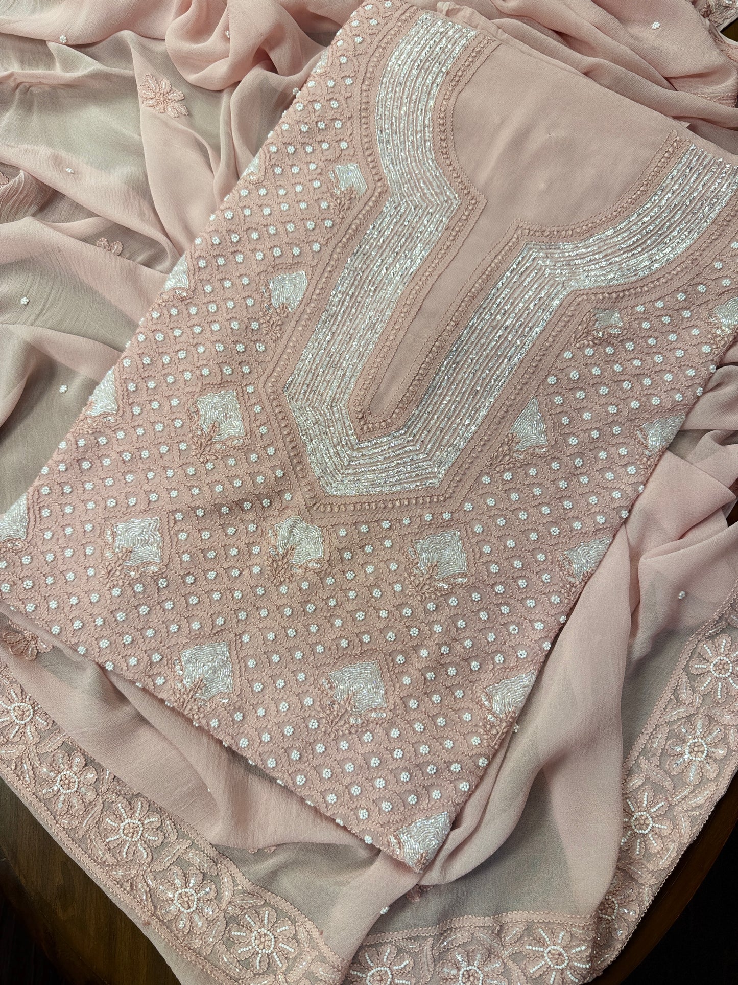 Chiffon shirt & dupatta with heavy embellishments