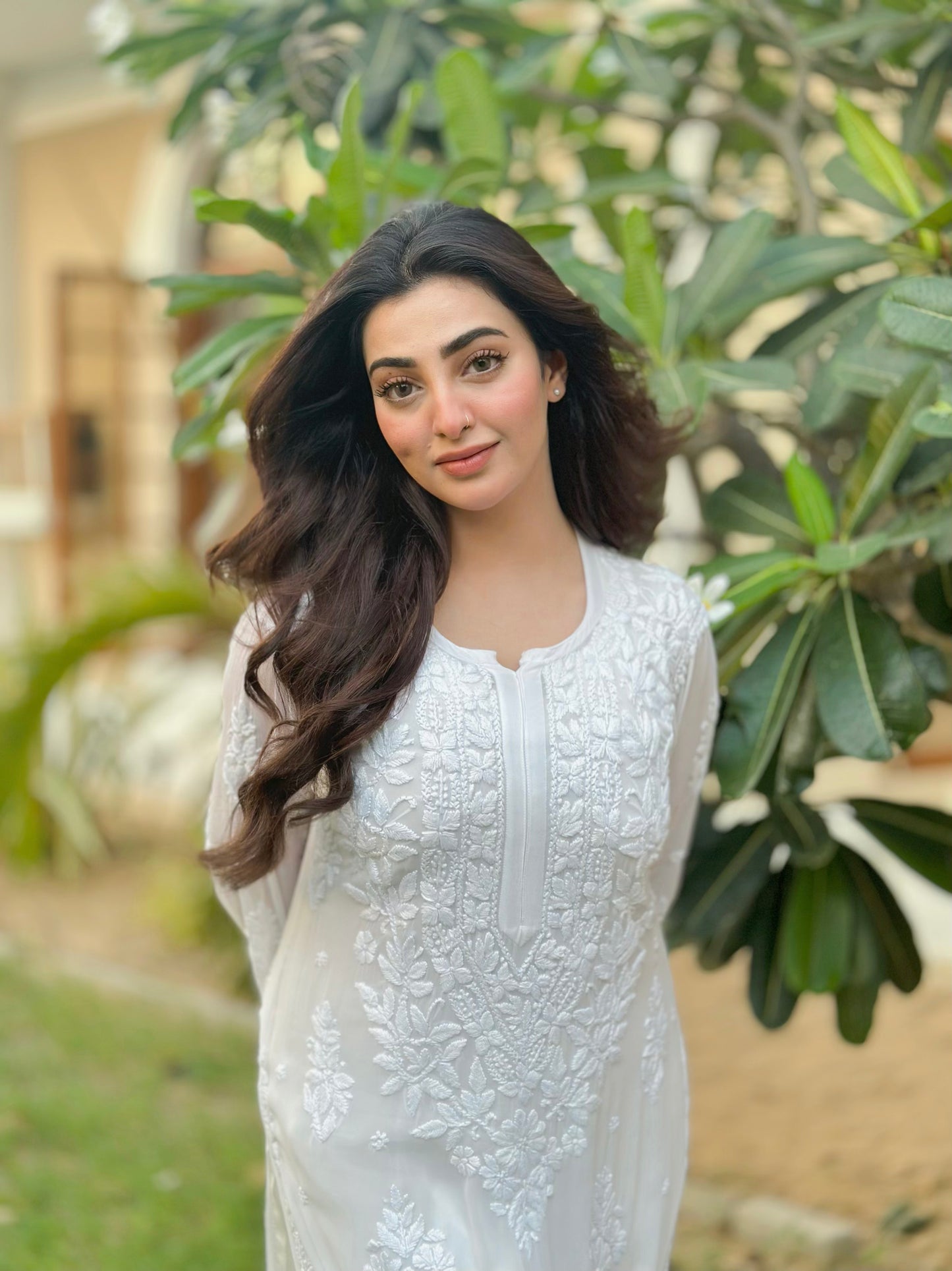 Chiffon Ghaspatti Chikankari Kurta