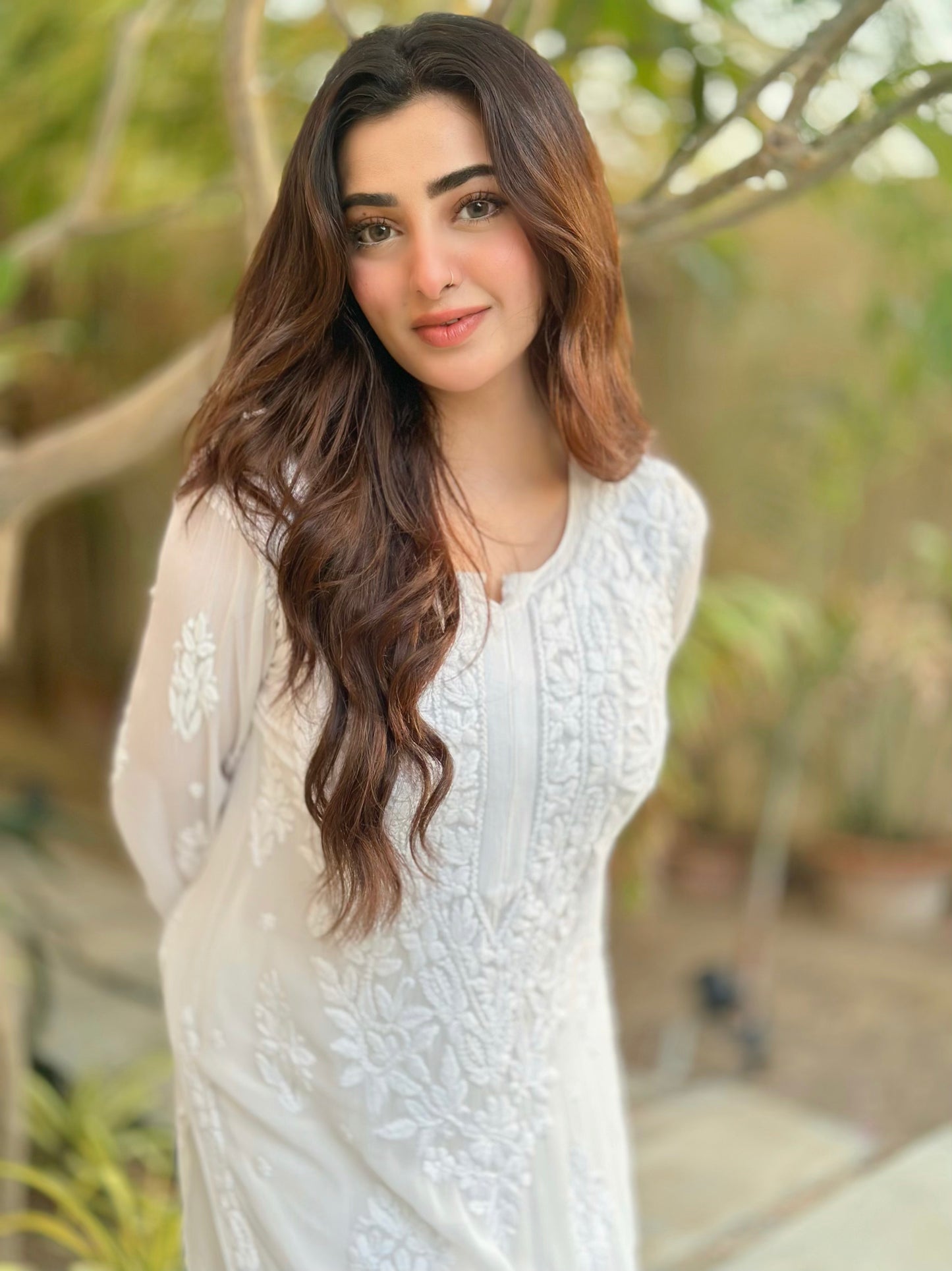 Chiffon Ghaspatti Chikankari Kurta