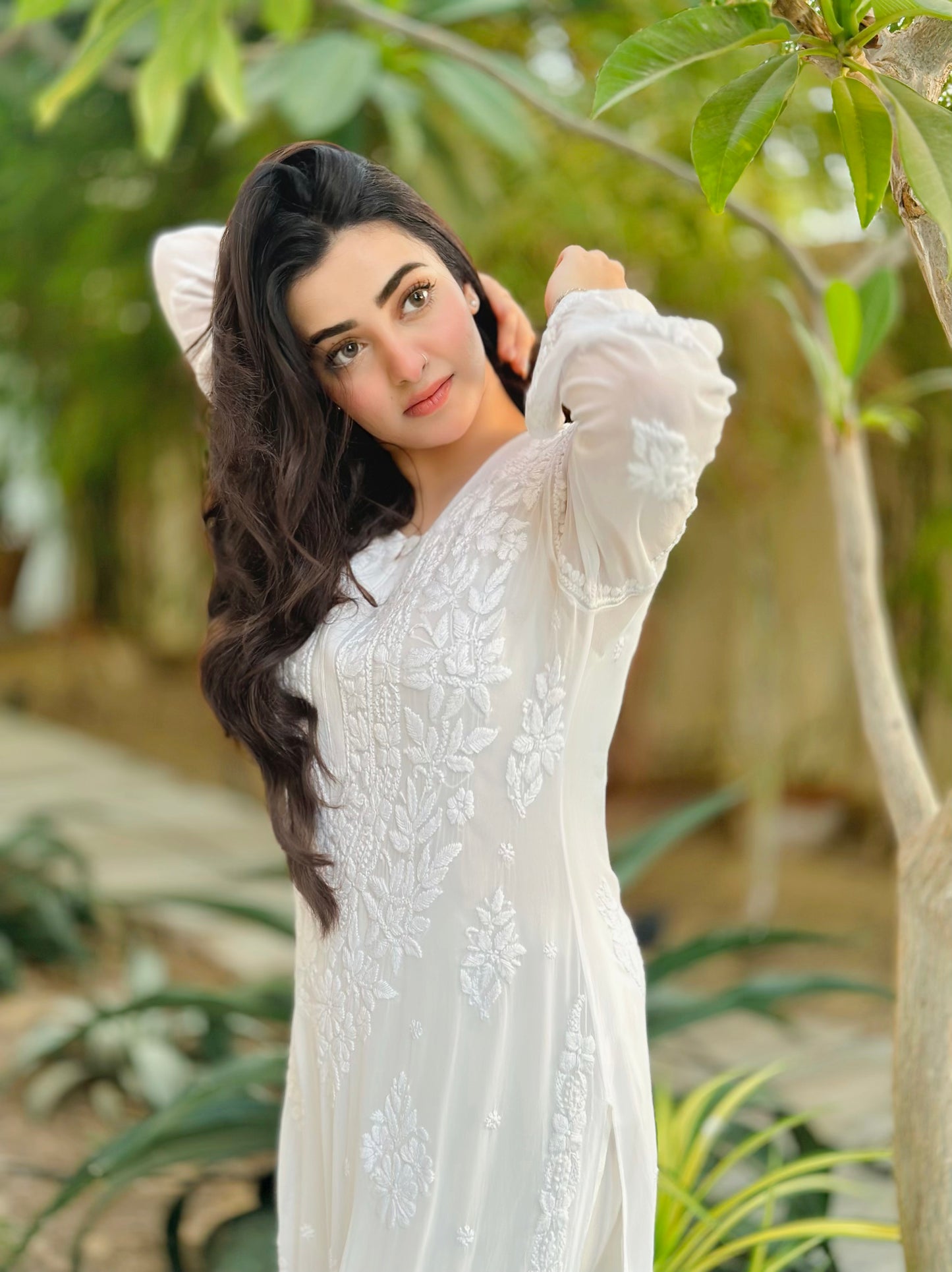 Chiffon Ghaspatti Chikankari Kurta