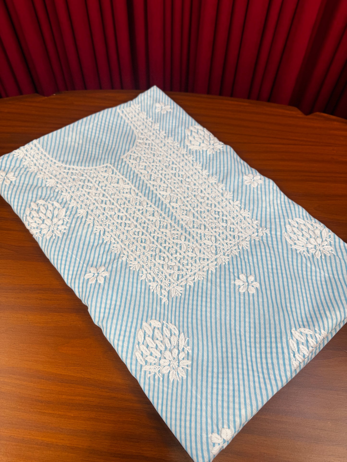 Cotton Lehriya Chikankari Shirt