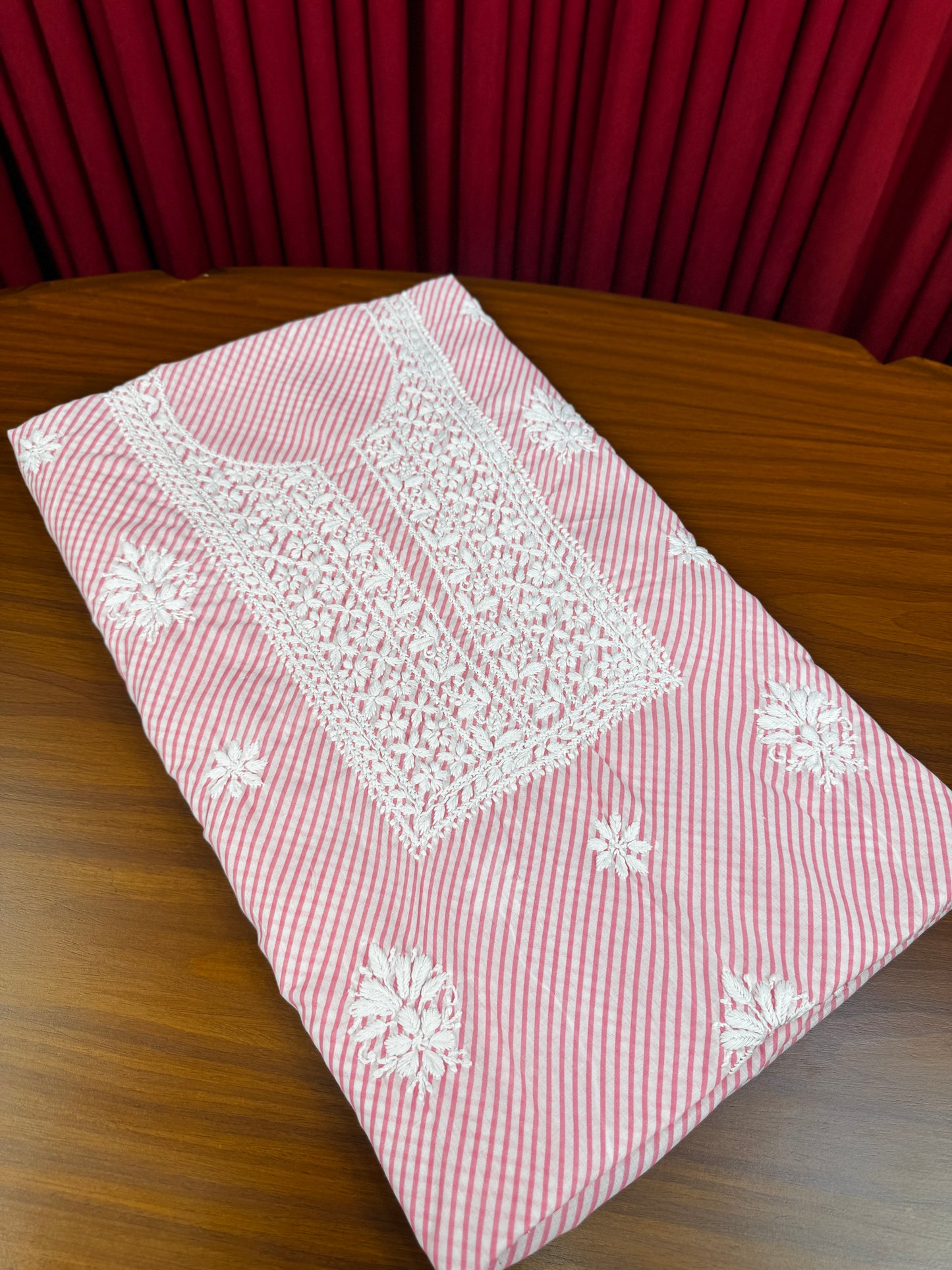 Cotton Lehriya Chikankari Shirt