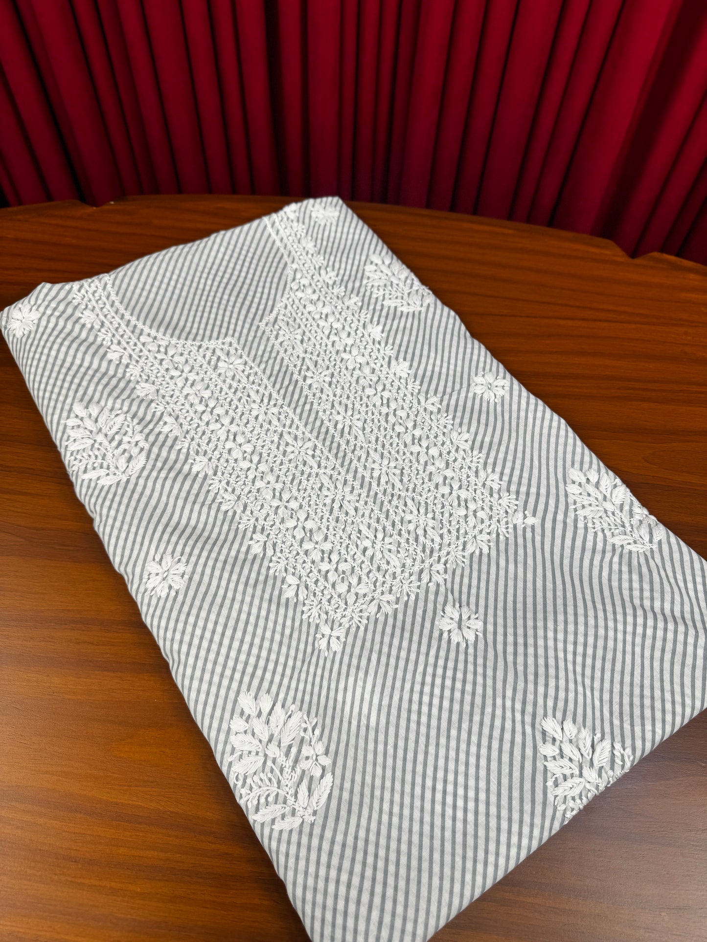 Cotton Lehriya Chikankari Shirt
