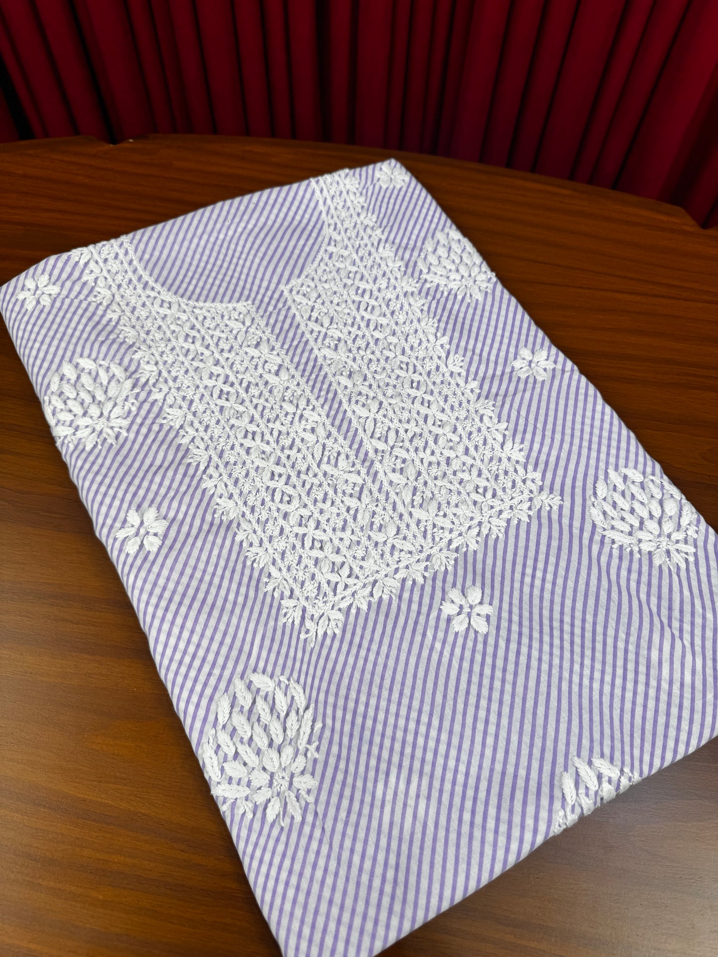 Cotton Lehriya Chikankari Shirt