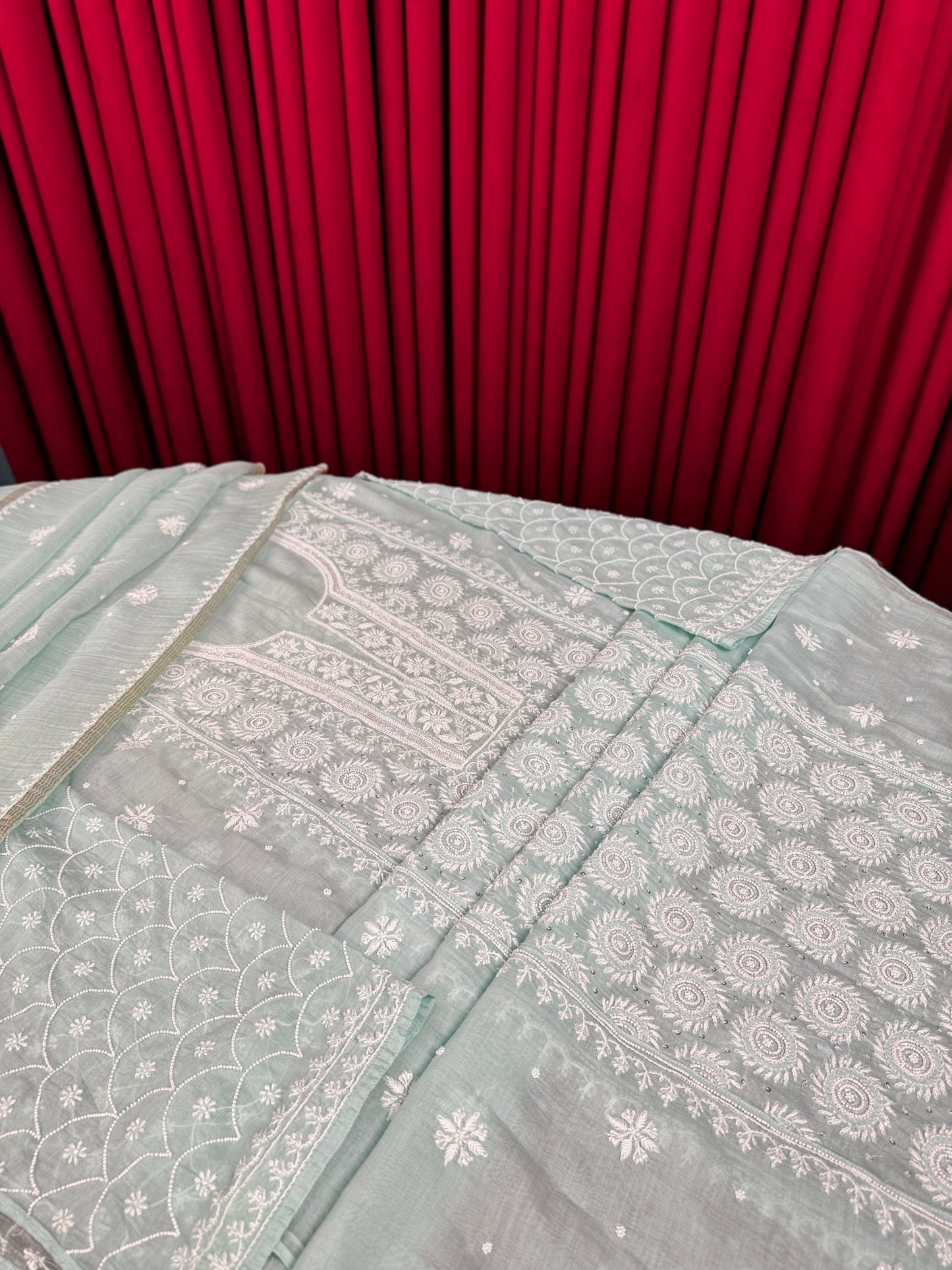 Sundury Silk With Embellishments - Sea Green