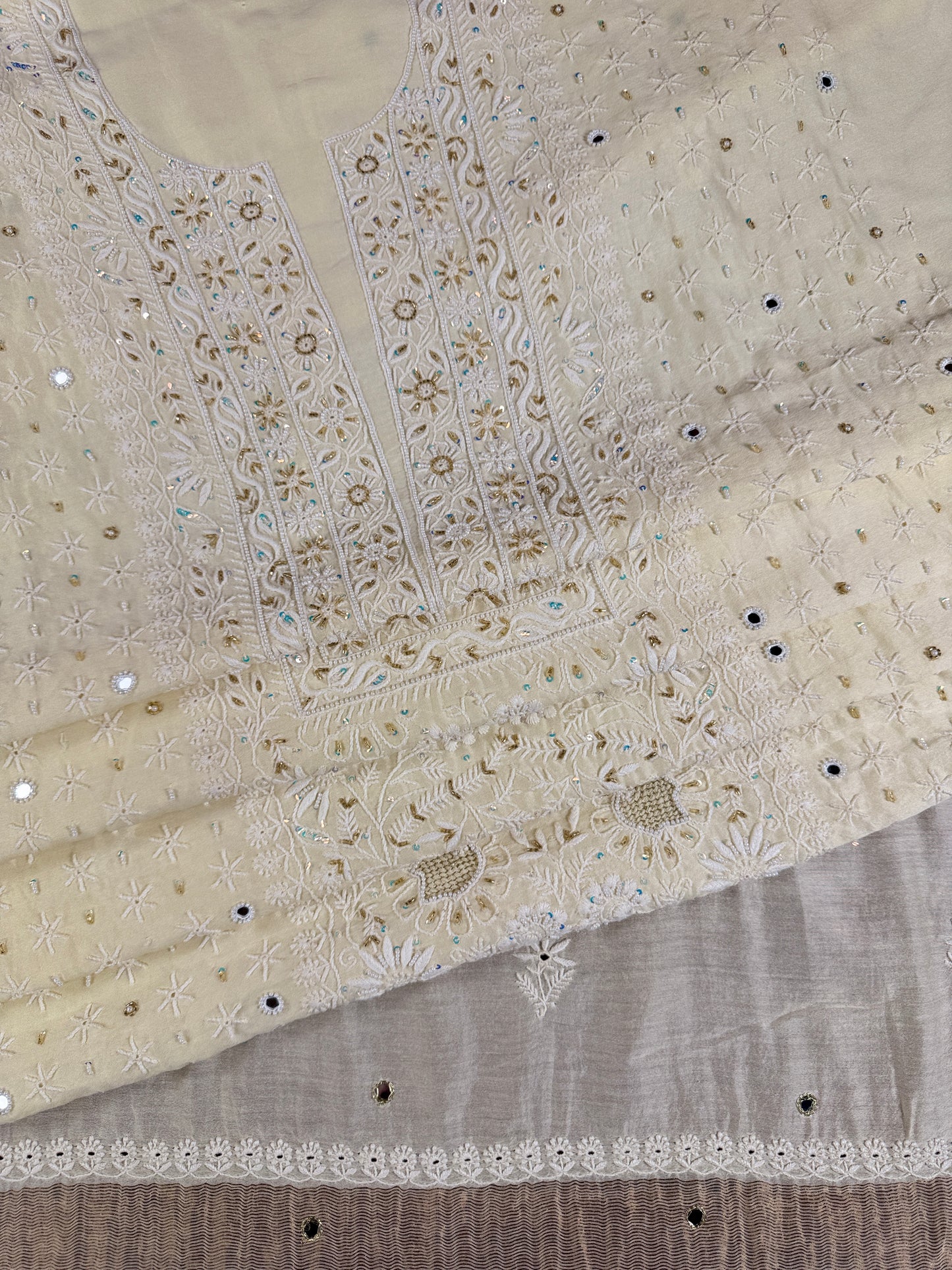 Mulberry Silk Shirt & Dupatta with Embellishments