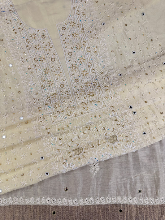 Mulberry Silk Shirt & Dupatta with Embellishments